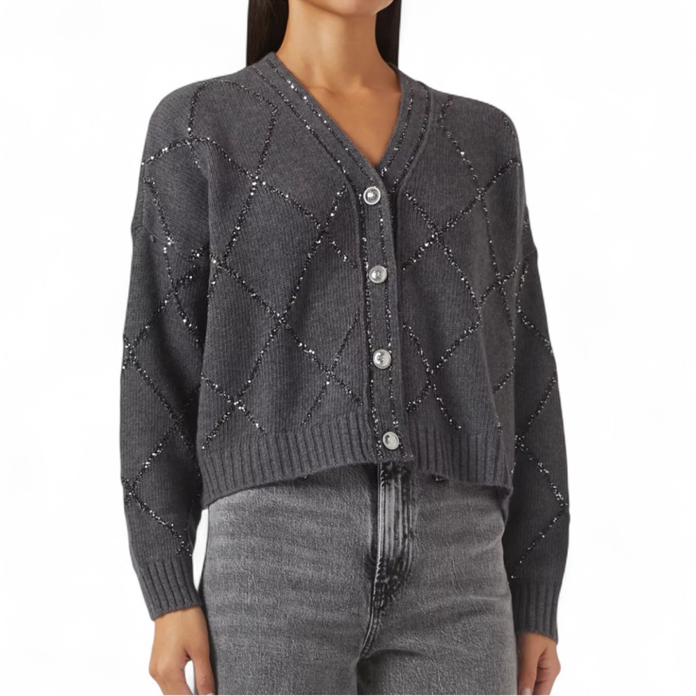 NWT Christian Lacroix Wool Blend Sequin Knit Cardigan Jacket Size M